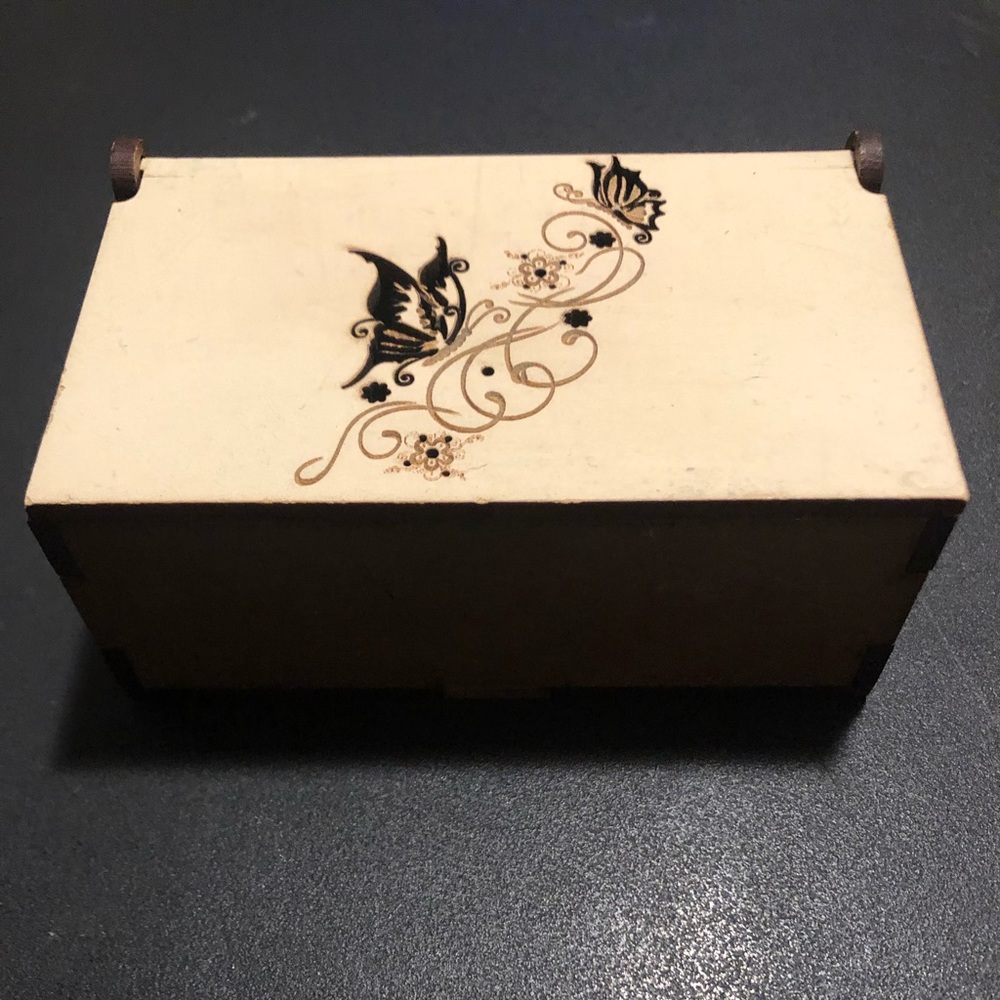 Wooden carved butterfly gift jewelry box
